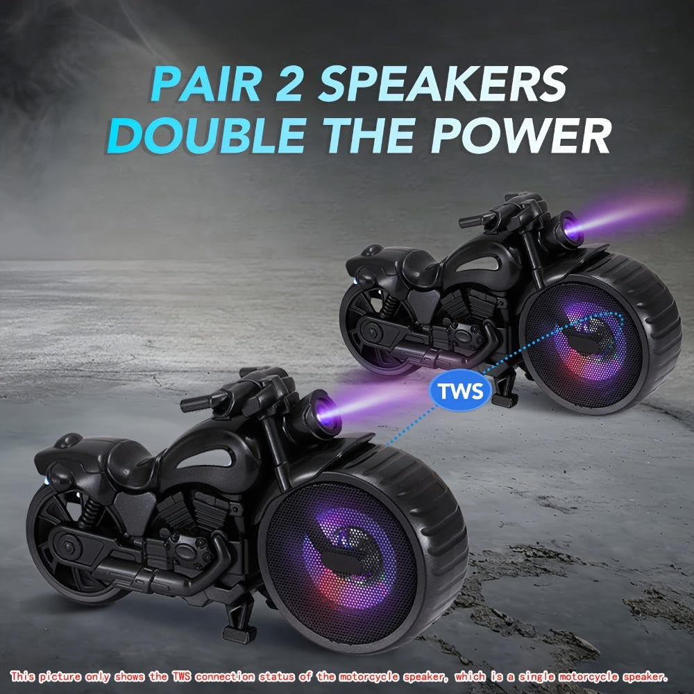 Bluetooth Speaker MOTO BEAT Motorcycle-Shaped RGB Model with FM Radio, USB, TF, AUX and Rechargeable Battery