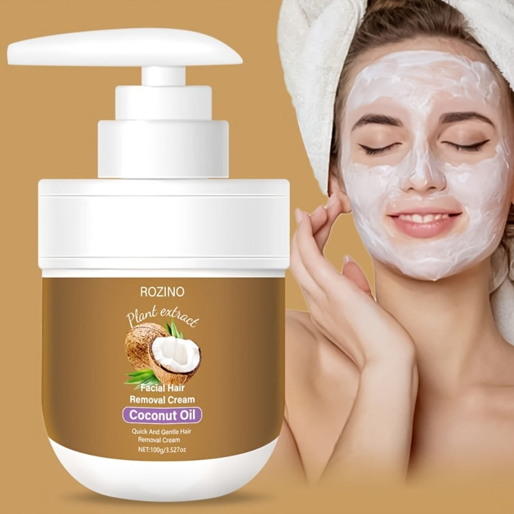 Hair Removal Cream ROZINO Coconut Oil 100g Two-Pack Pump Jars with Cartons for External Body Grooming