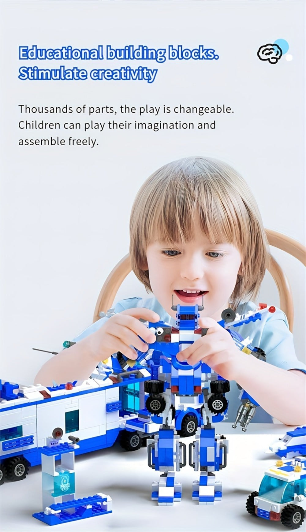 City Police Building Blocks Set 700 Pieces, Patrol Car Truck with Action Figures, Brick Toy for Boys Role Play STEM