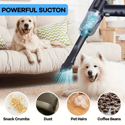 Handheld Vacuum Cleaner with Cordless T-Handle Design, Wet Pickup, Three Nozzles and USB Charging
