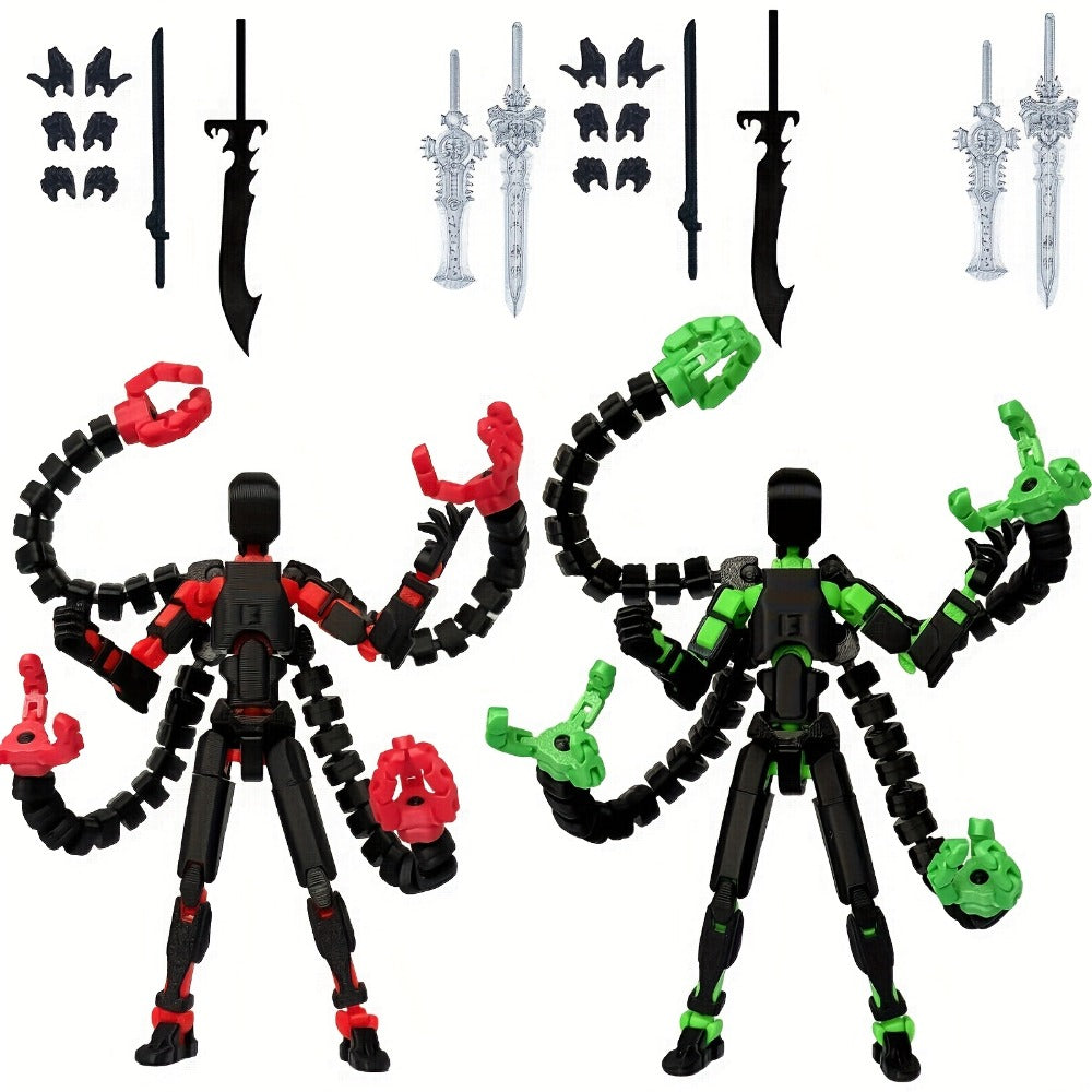2pcs T13 Multi-Joint Action Figure Robot Set – 3D Printed Articulated Nova T-13 Mobile Robot Doll Desktop Decoration Game Enthusiast