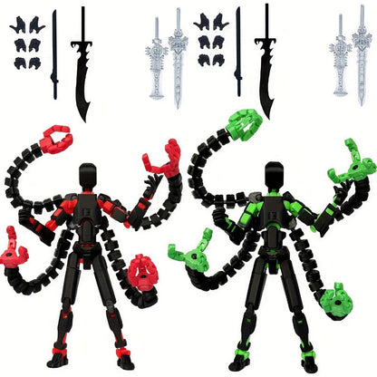 2pcs T13 Multi-Joint Action Figure Robot Set – 3D Printed Articulated Nova T-13 Mobile Robot Doll Desktop Decoration Game Enthusiast