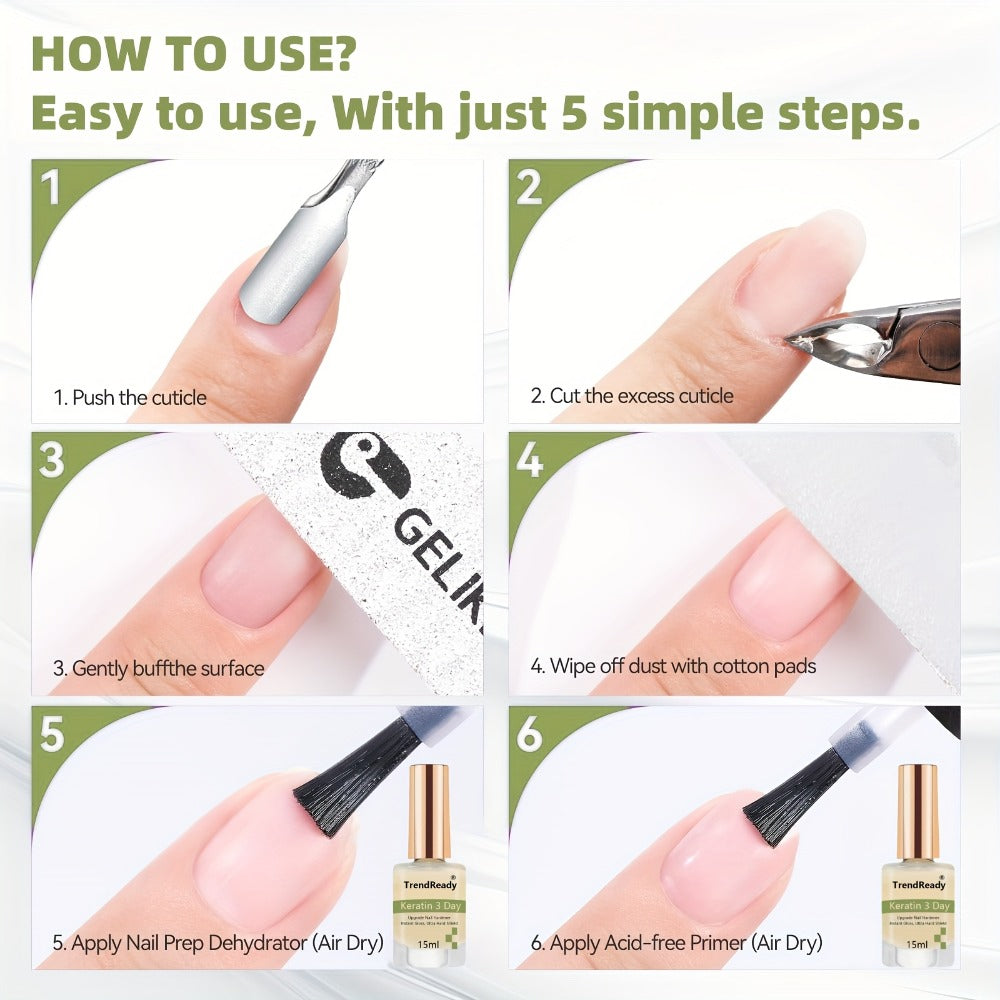 Nail Hardener 2 Bottles Extra Strong & Jelly Nude – Keratin Ridge Filler Base Coat for Weak Damaged Brittle Nails