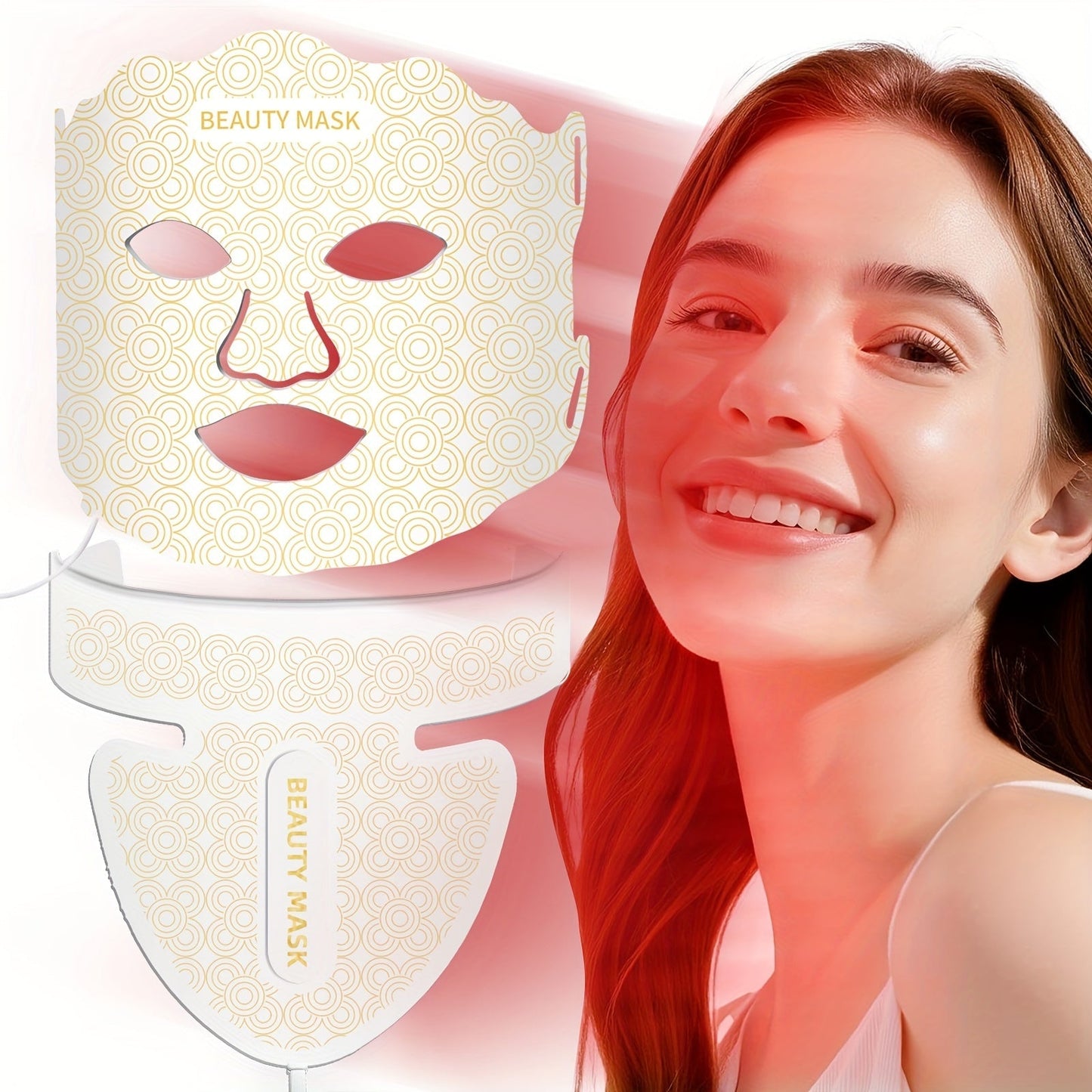 Red Light Therapy Face Mask, 7-in-1 LED Device for Face, Neck & Chest, 95 Beads 650nm & 850nm Dual Wavelength