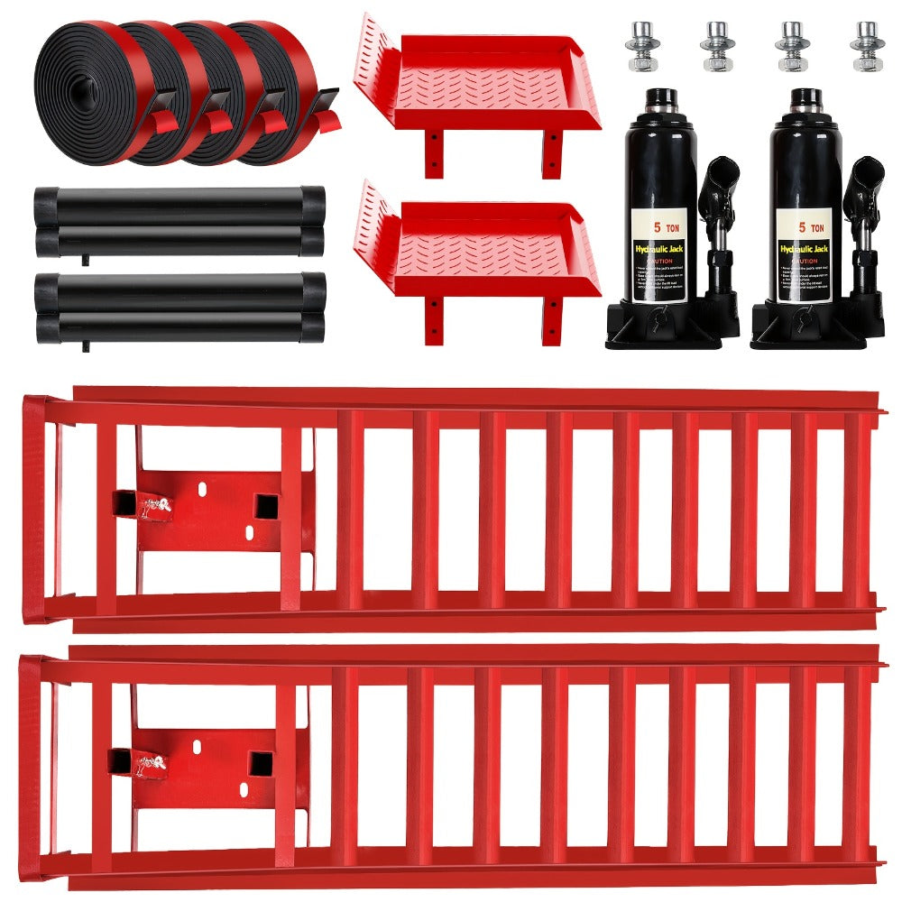 Hydraulic Car Ramps 2-Pack 10000 LB Heavy Duty Vehicle Lift Ramp Adjustable Height 9.84-14.96 Inch for Oil Change Undercarriage Repair Home