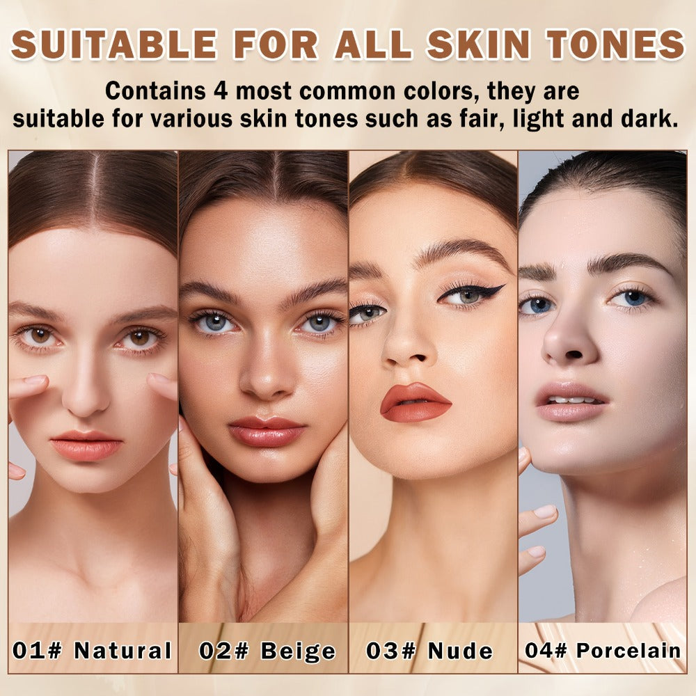 Full Coverage Liquid Foundation Airspray Kit Buildable Formula 6 Shades – Natural Beige Nude Porcelain Tan Medium Natural Satin Finish