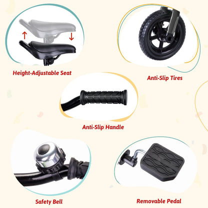 3-in-1 Foldable Toddler Tricycle Balance Bike with Detachable Pedals with the Listed Color, Size or Set Options for Everyday Use