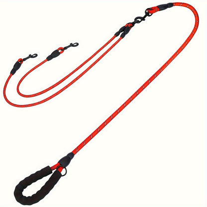 Dual Dog Leash – 360° Tangle-Free Double Dog Walking Leash with Reflective Nylon, Shock-Absorbing & Ergonomic Handle | 78 Inch | 6 Colors