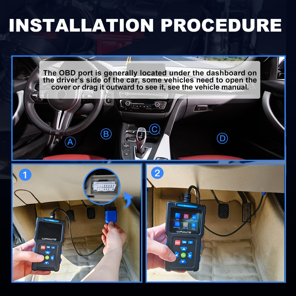 T200 or T300 OBD2 Scanner with Color Screen, I/M Readiness Menu and T300 Battery Check Option