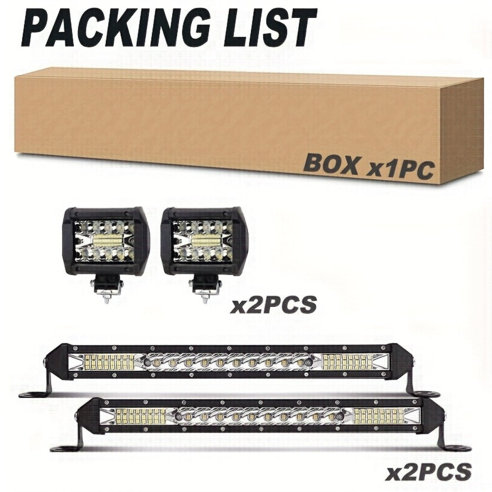 LED Work Light Bar Kit for Off-Road Truck Jeep SUV ATV UTV Tractor, 12-24V 2000-3000LM Combo 22in 10in + 4in Spot Flood Lights