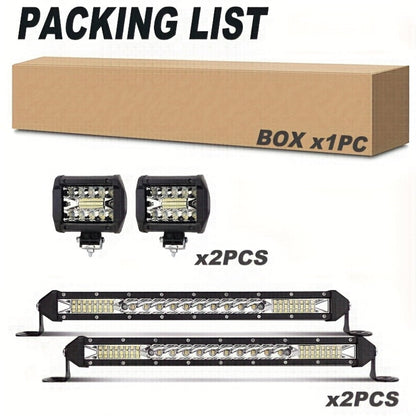 LED Work Light Bar Kit for Off-Road Truck Jeep SUV ATV UTV Tractor, 12-24V 2000-3000LM Combo 22in 10in + 4in Spot Flood Lights