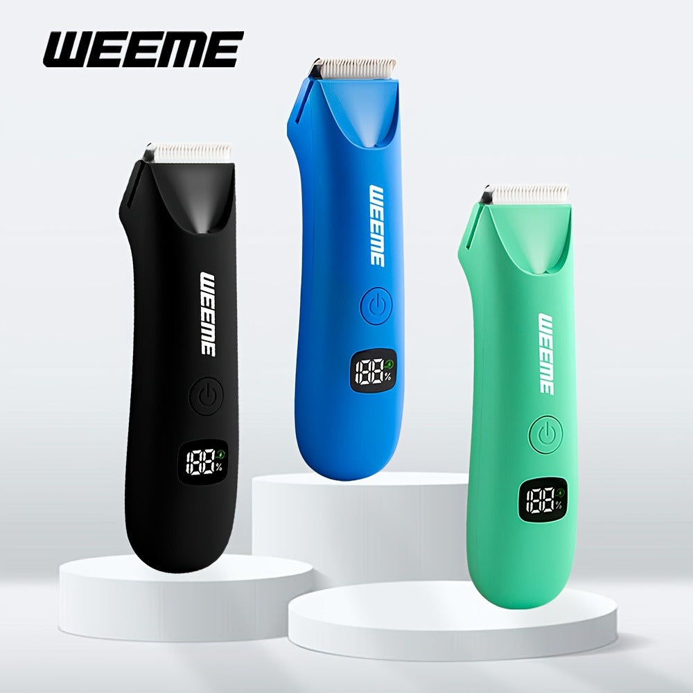 Men's Body Hair Trimmer USB Rechargeable – Chest, Leg & Armpit Hair Trimmer with LCD Display & LED Light, Cordless Electric Body Groomer
