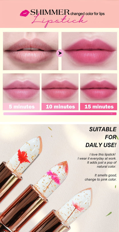 Flower Shaped pH Lip Balm Set 6pcs Individually Wrapped – Color Changing Transparent to Pink Tint, 6 Flavors Deep Moisturizing