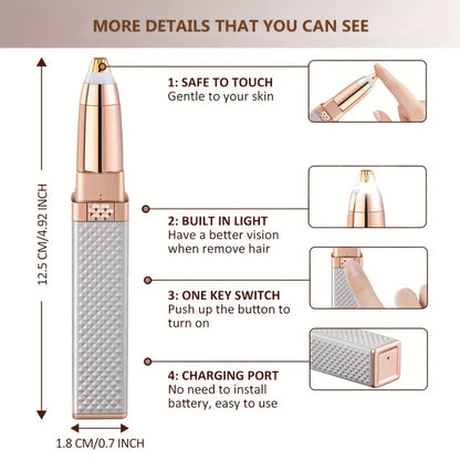 Facial Hair Trimmer for Women, 2-in-1 Electric Eyebrow Trimmer & Lip Hair Remover, Precision Face Hair