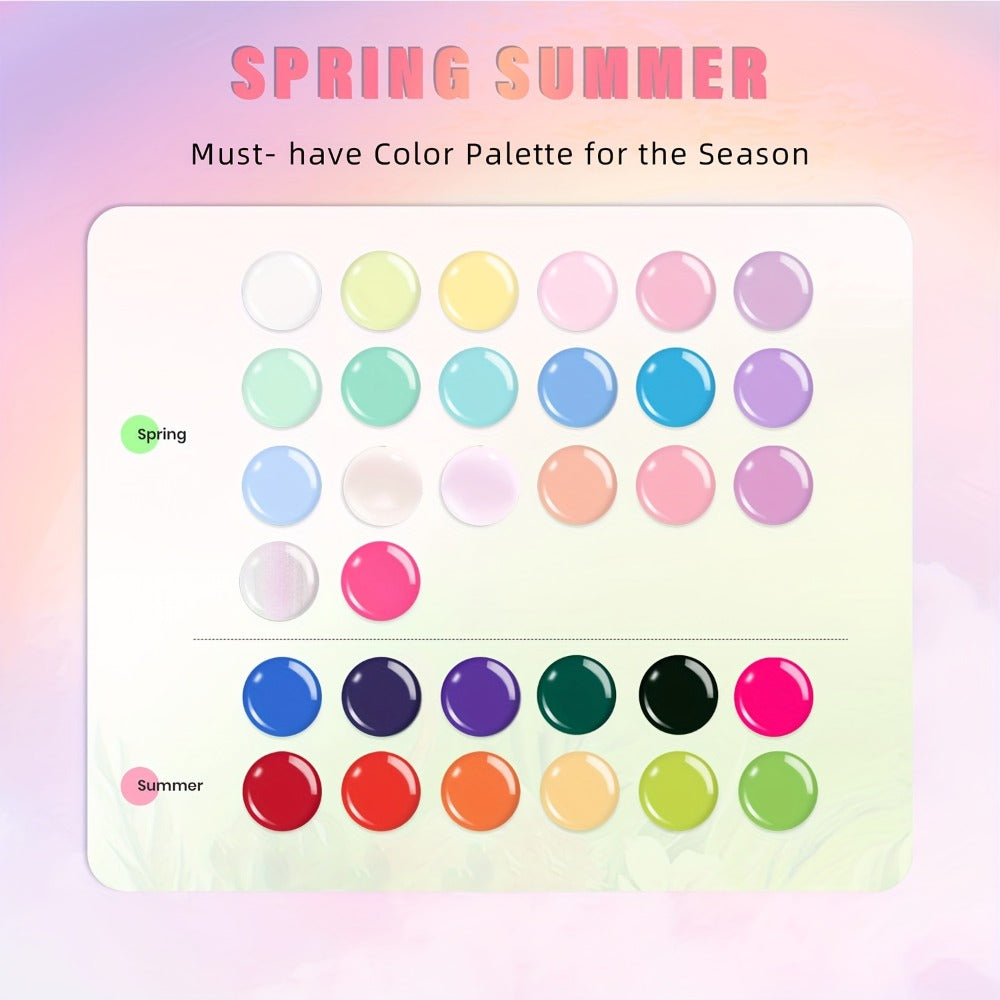 Gel Nail Polish 8-Color Rhapsody Pastel Set with Soft Muted Tones for All-Season UV/LED Soak-Off Nail Art