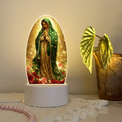 Guadalupe Prayer Light with White LED & Switch Control - Virgin Mary Night Light for Entryways, Bedrooms and Living Spaces