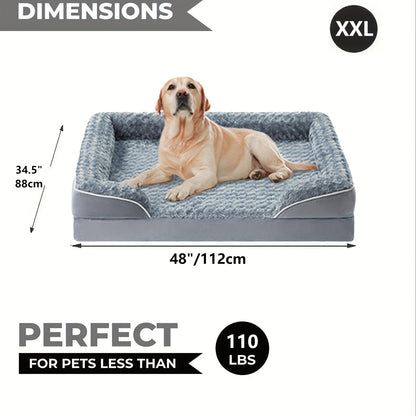 Orthopedic Dog Sofa Bed C-Shape Bolster – Washable Removable Cover, 3-Inch Thick Anti-Anxiety Plush, Nonskid Bottom for Extra Large Dogs