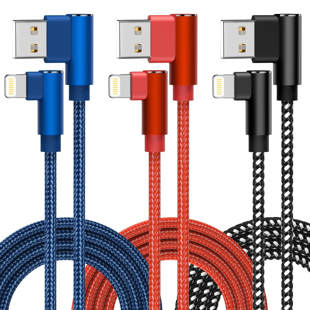 10ft Nylon Braided Lightning Cable 3-Pack MFi, USB-A to Lightning iPhone Charger Cord for iPhone 14 13 12 11 Pro Max XS XR X 8 7 SE