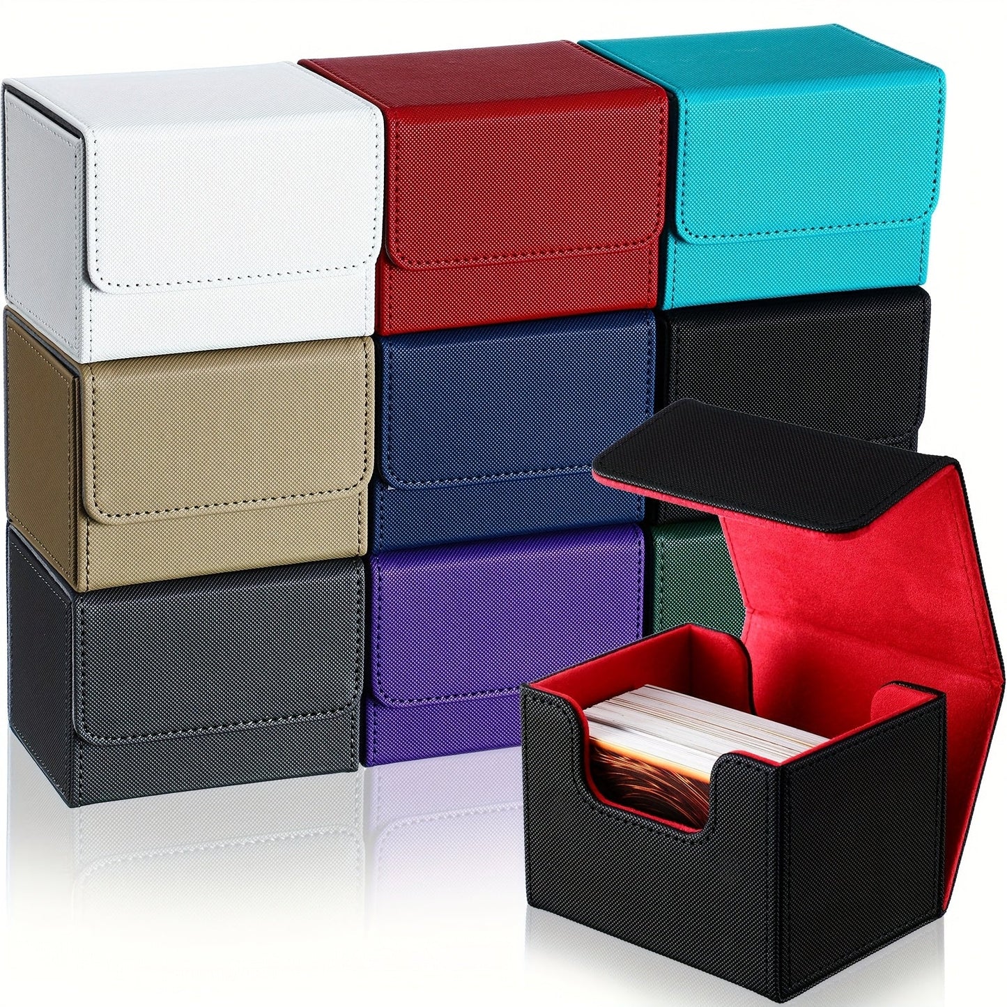 TCG Magnetic Deck Box 10 Pack – 100+ Card Capacity Storage Cases for MTG, Pokemon & Yu-Gi-Oh, 10 Vibrant Colors