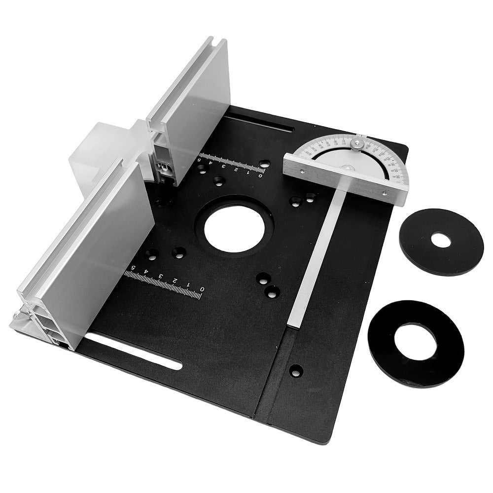 Aluminum Router Table Insert Plate with Fence & Miter Gauge - Precision Woodworking Tool, Dual Function Design