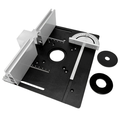 Aluminum Router Table Insert Plate with Fence & Miter Gauge - Precision Woodworking Tool, Dual Function Design