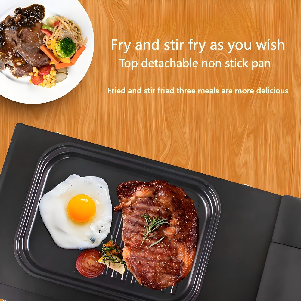 3-in-1 Breakfast Maker Station, Fry Eggs, Toast Bread & Brew Coffee All at Once, Non-Stick Coating
