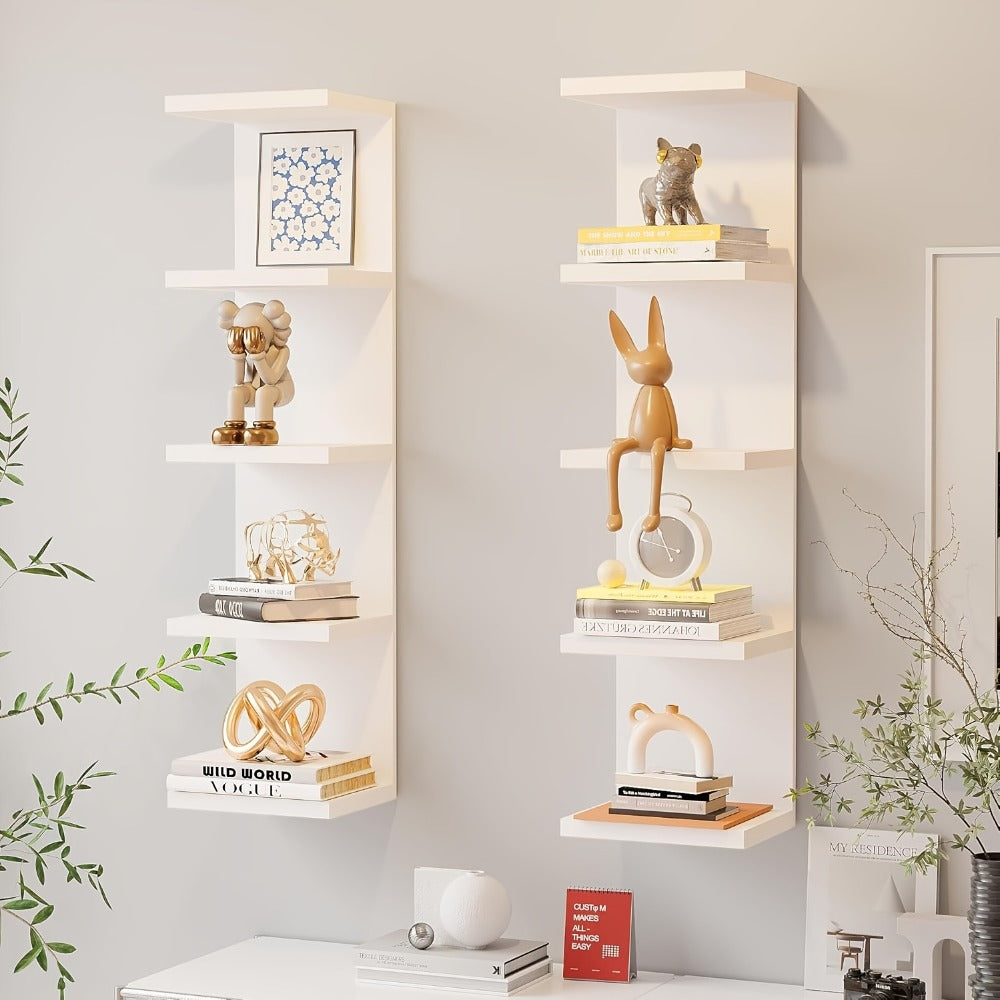 5-Tier Floating Wall Shelf Wall-Mounted Storage Rack 31.5" - Space Saving Display Shelves for Entryways, Bedrooms and Living Spaces
