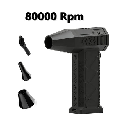 Rectangular Cordless Air Duster with 80000Rpm Body-Only or 150000Rpm Vacuum Set Labels Pictured