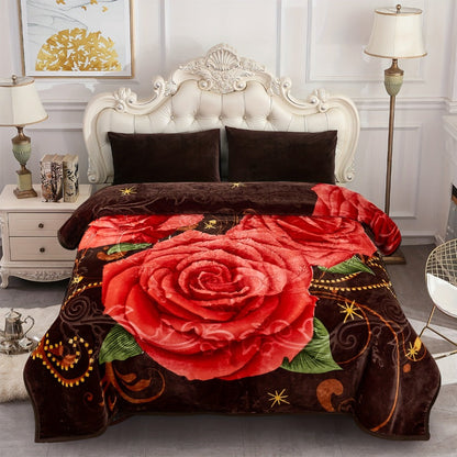 Reversible Plush Blanket 2-Ply 520GSM Milk Velvet - Queen King Size Blanket with Vibrant Animal & Floral Designs
