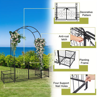 Wrought Iron Garden Arch 7ft Rose Trellis Multi-Style for Garden, Patio and Yard Use, with the Listed Configuration