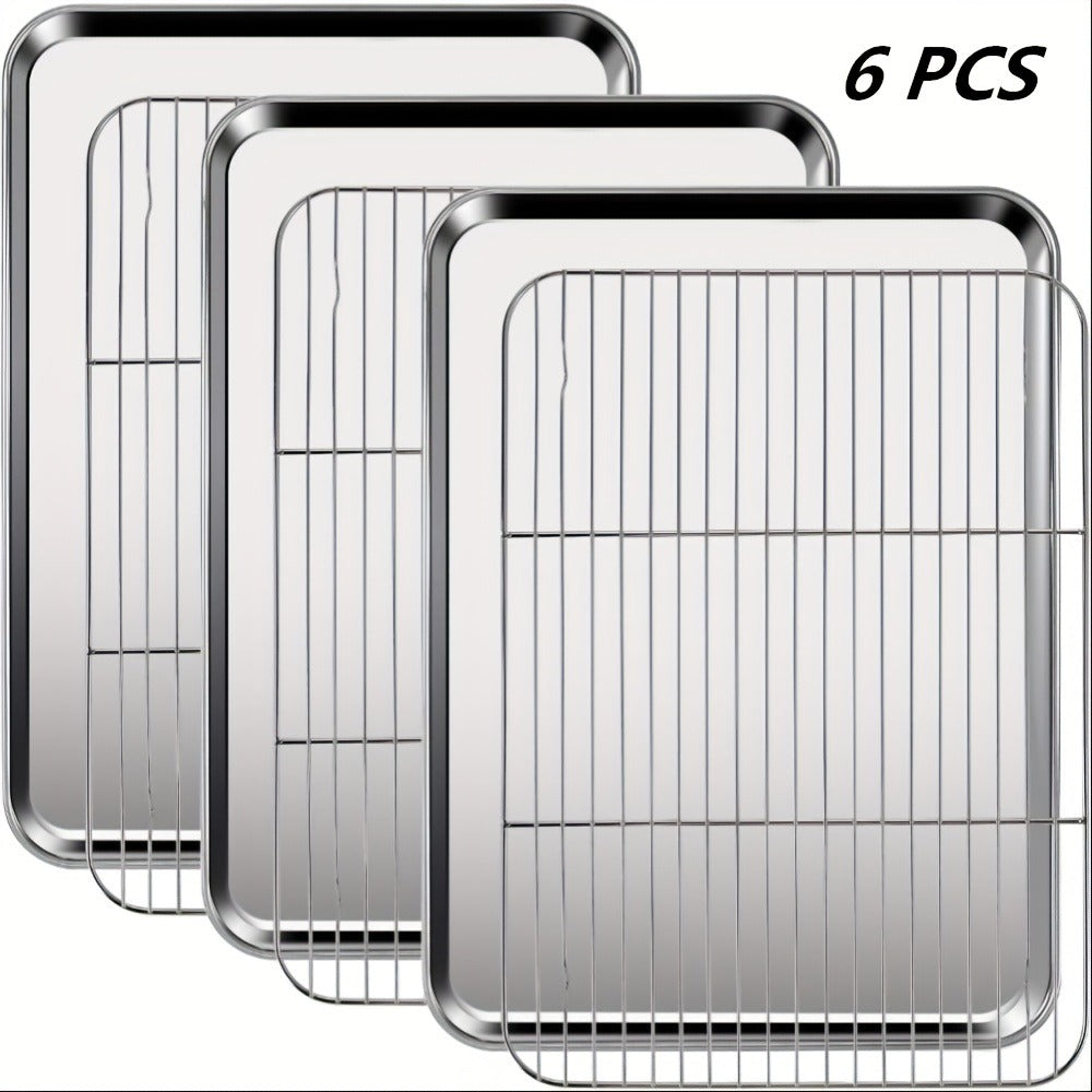 Baking Sheet and Rack Set Stainless Steel Half Sheet Pan with Cooling Rack Rust Free for Cookie for Grilling, Camping and Outdoor Meals