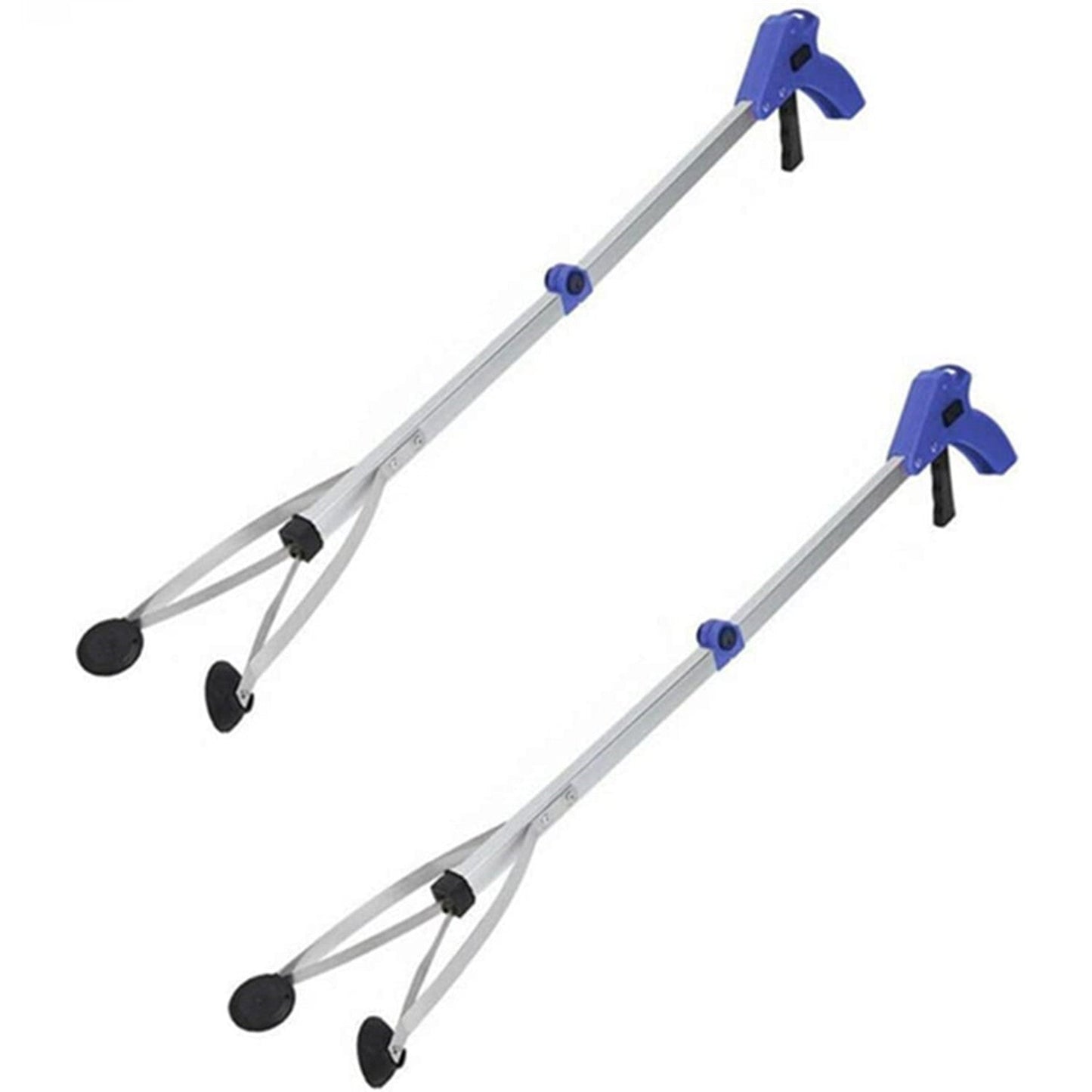 32-Inch Foldable Reacher Grabber 2-Pack with Aluminum Extenders, Rubber Suction Cup Grippers and Ergonomic Handles