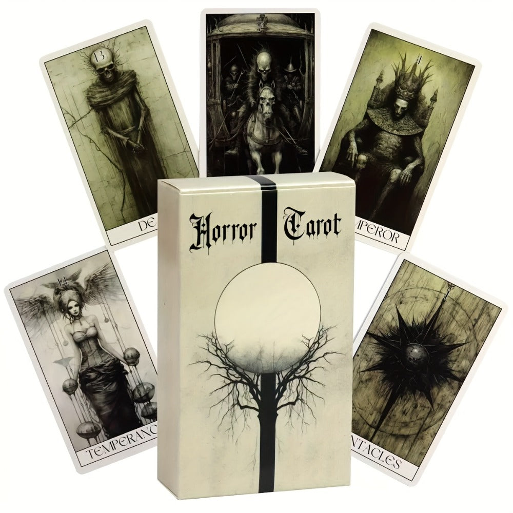 Horror Tarot Cards Deck, Mystical Dark Tarot Card Set for Divination, Power Exploration & Intuition Reading
