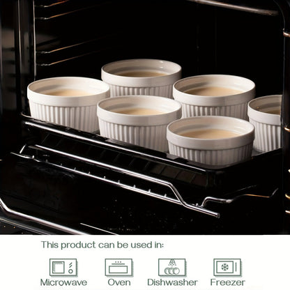 Souffle Dishes Set of 6 Porcelain Ramekins with Lids 8oz Creme Brulee Cups Custard Cups for Entryways, Bedrooms and Living Spaces