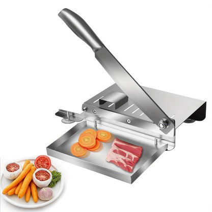 Stainless Steel Manual Meat Slicer Frozen Beef Cutter, 408 Steel Blade Rectangle Slicer for Beef Rolls Vegetables & Bone