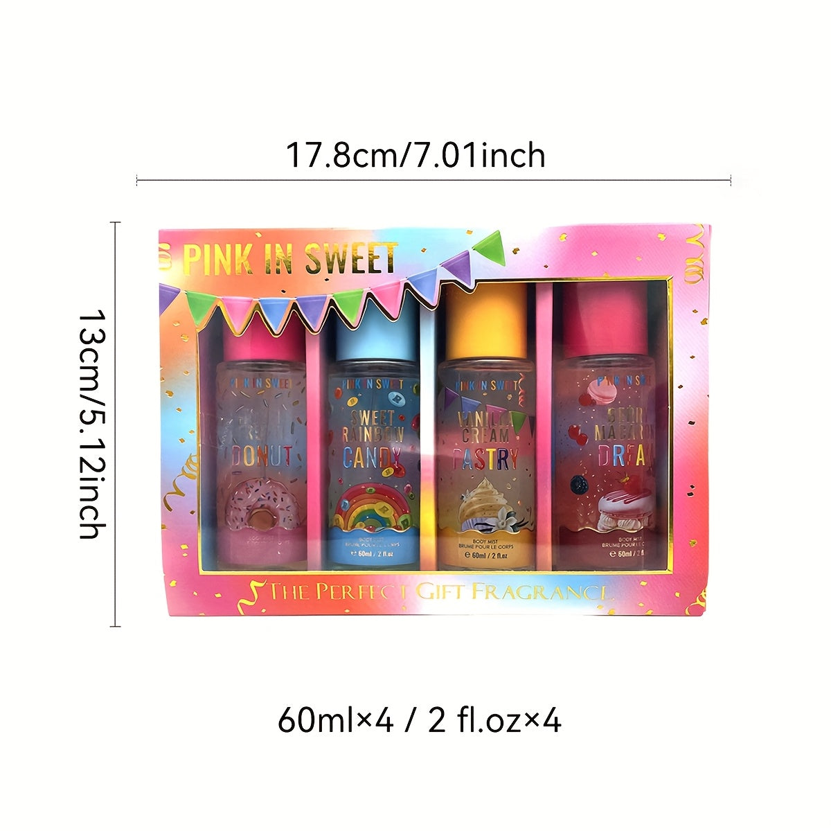 Women's Fragrance Gift Set - Body & Hair Perfume Spray 4-Piece Set 2 fl oz Each, Sweet Scent for Date Party & Gifting