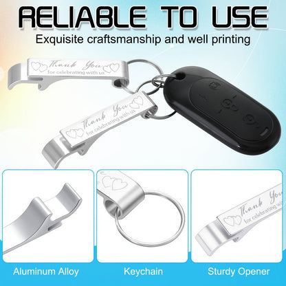 Bottle Opener Keychains Bulk 100 Pack – Aluminum Engraved Keychain Bottle Openers for Wedding Favors