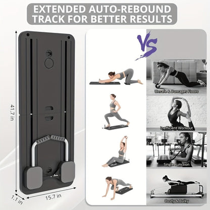 Foldable 8-in-1 Pilates Slide Board with Resistance Bands, Ab Handles and Purple, Pink or Grey Options