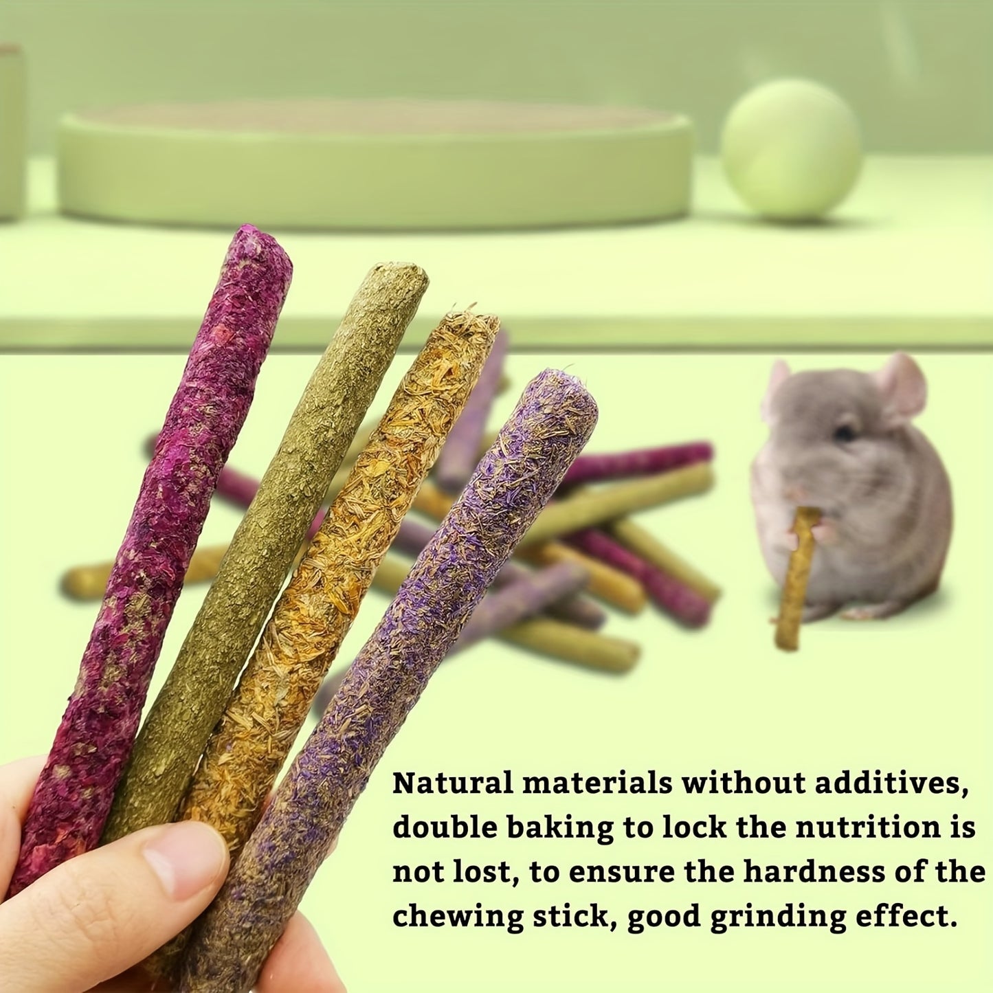 Timothy Hay Sticks 66pcs – Natural Handmade Chew Toys & Treats for Rabbits, Guinea Pigs, Hamsters, Chinchillas, Rats & Gerbils