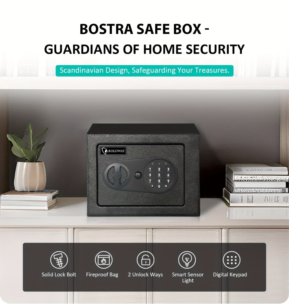 Safe Box with Keys Fireproof Bag Included Heat Resistant Secure Home Office Storage Lock Box for Entryways, Bedrooms and Living Spaces