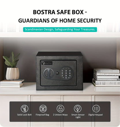 Safe Box with Keys Fireproof Bag Included Heat Resistant Secure Home Office Storage Lock Box for Entryways, Bedrooms and Living Spaces