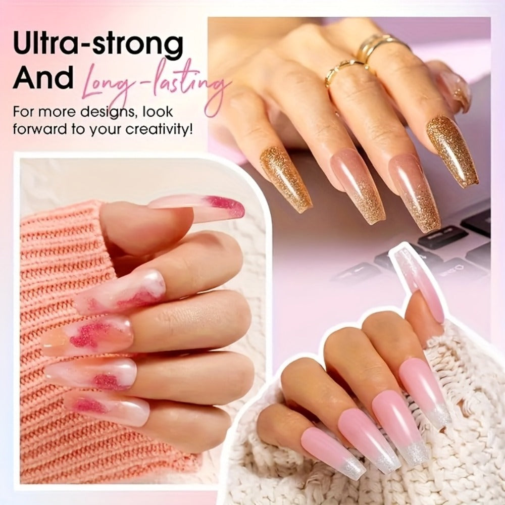 Poly Gel Nail Extension Kit 12pcs 3D Modeling Sculpting Gel – Semi-Permanent Resin Strengthener, Transparent Color Gel