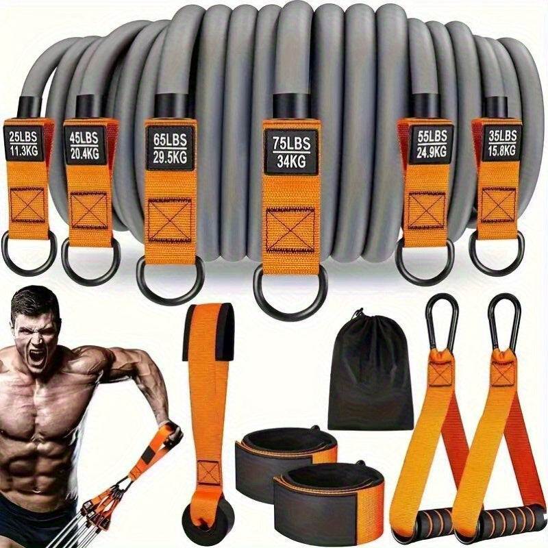 300lb Resistance Band Set – 6 Levels 25-75lb, Handles, Door Anchor & Ankle Straps – Heavy Duty Home Gym Kit for Full Body Strength Training