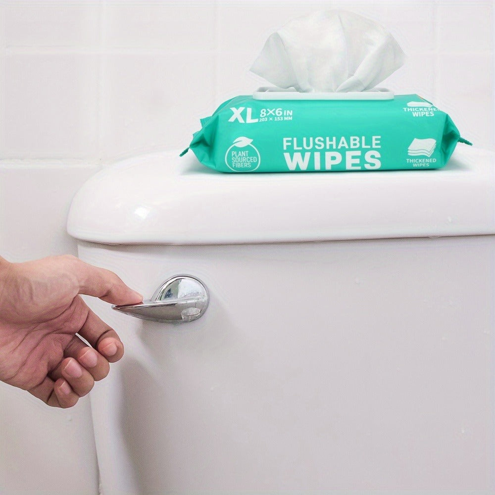 Flushable Wet Wipes Extra Large Thickened 48ct, Alcohol-Free Plant-Based Butt Wipes, Septic Safe