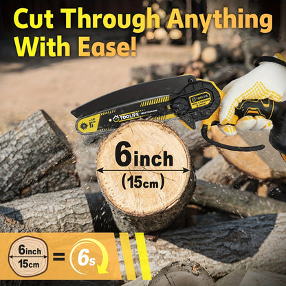 Mini Chainsaw Cordless, Handheld Electric Saw Tree Trimming Wood Cutting for Garden, Patio and Yard Use