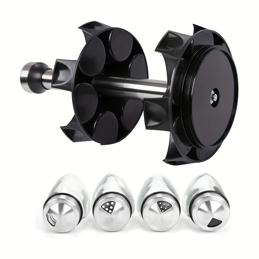 Glass Spice Jar Set with Rotating Rack, Airtight Kitchen Spice Organizer with 360° Stainless Steel Stand