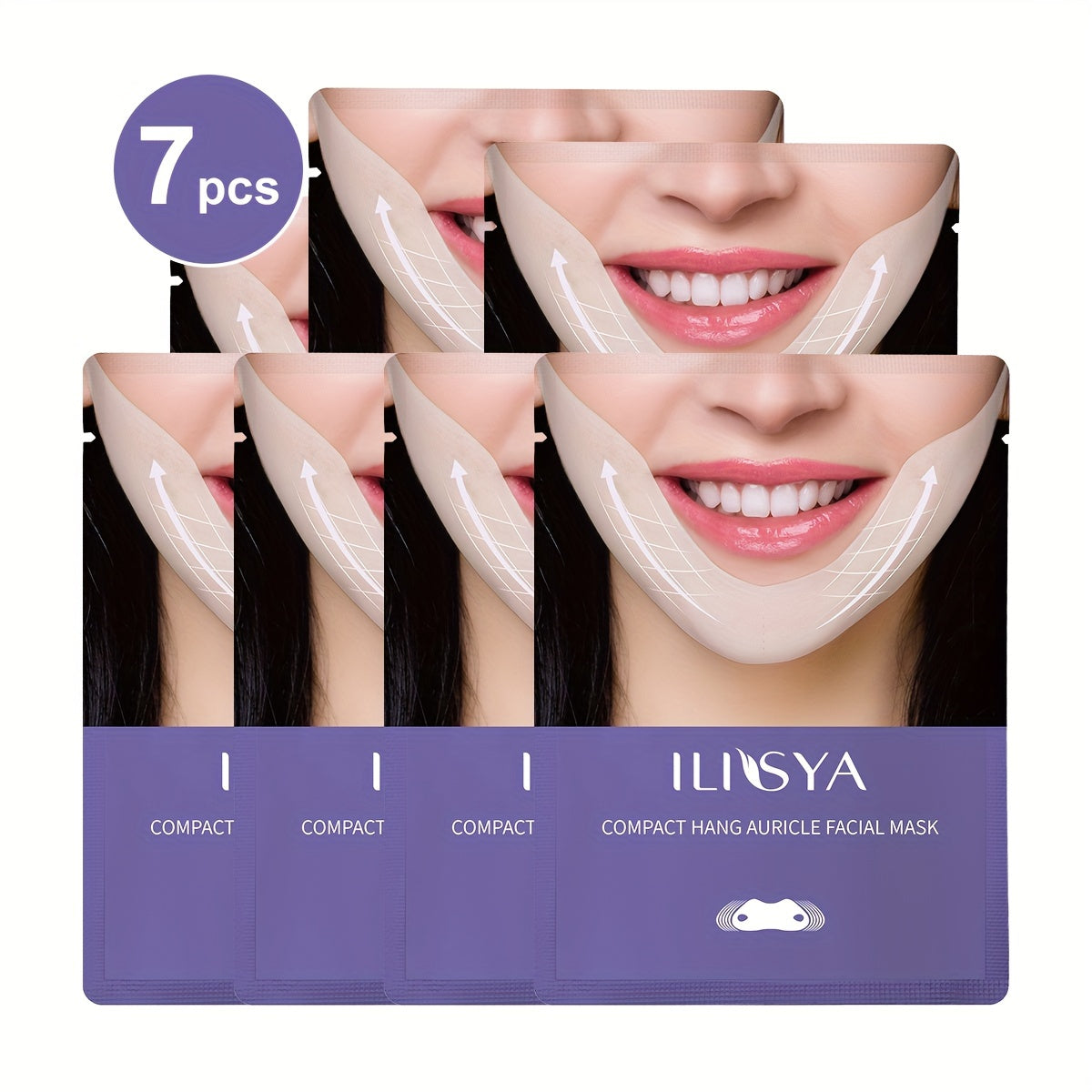 V-Line Face Mask 7 Pieces Hydrogel Chin Lifting & Jawline Contouring – Collagen, Hyaluronic Acid & Coffee Extract Firming Tightening