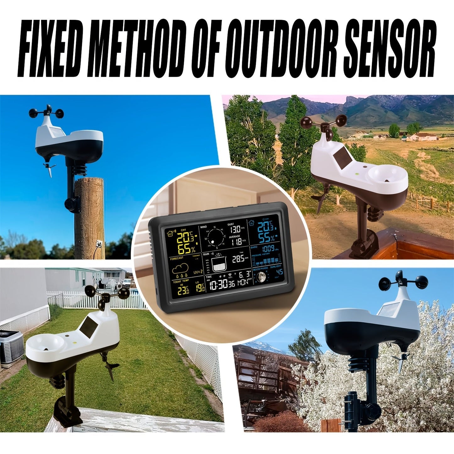 WiFi Weather Station | 7-in-1 Rain Gauge Wind Speed App Forecast