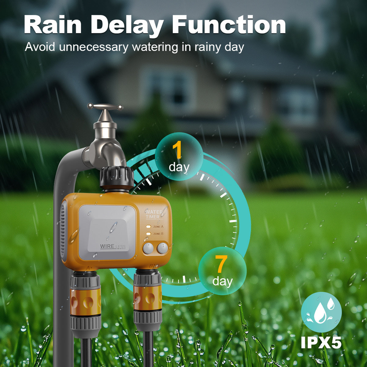 WiFi Hose Timer Dual Outlet Smart | App Control Garden Lawn Irrigation