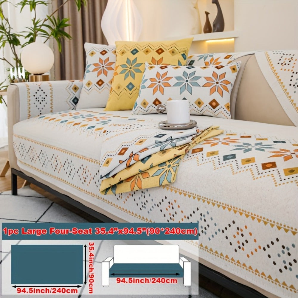 Sofa Cover Bohemian Chenille Jacquard Knit Sections for Seat, Armrest or Backrest with Model-Specific Size and Color Options